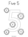 Five 5 Coloring Page