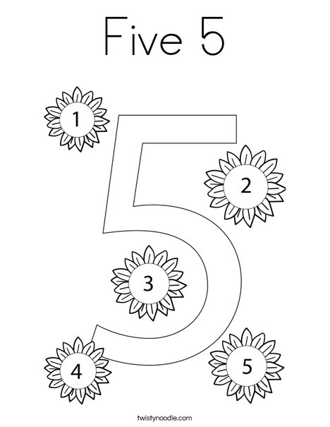 Number Five Coloring Page