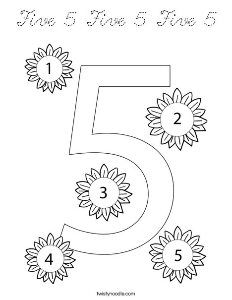 Number Five Coloring Page