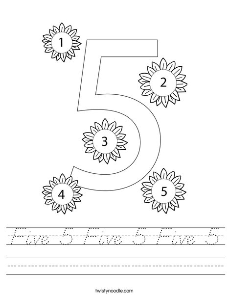 Number Five Worksheet