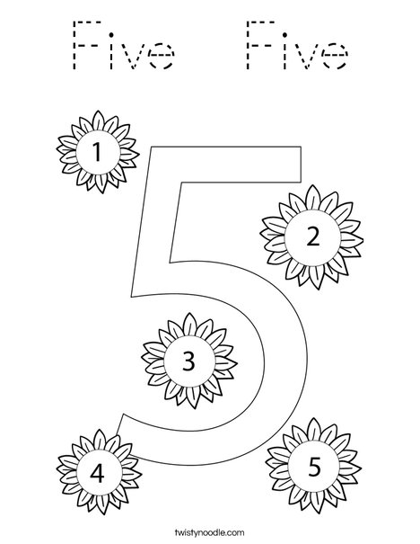 Number Five Coloring Page