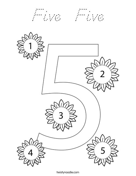 Number Five Coloring Page