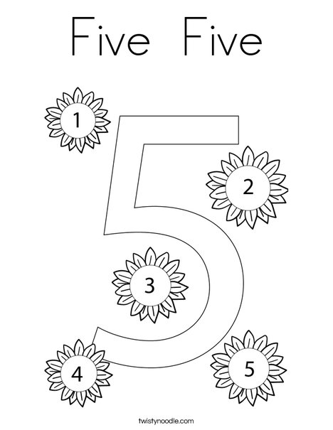 Number Five Coloring Page