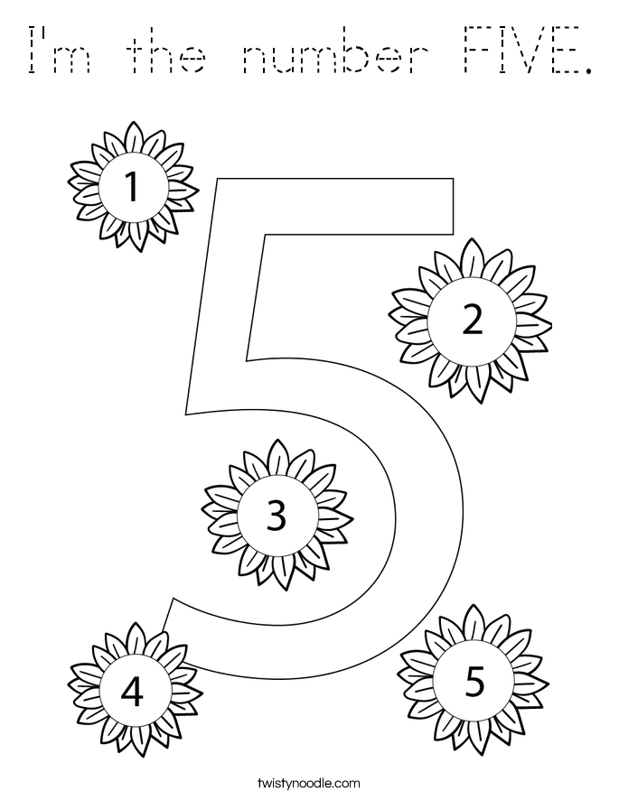 I'm the number FIVE. Coloring Page