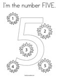 I'm the number FIVE. Coloring Page