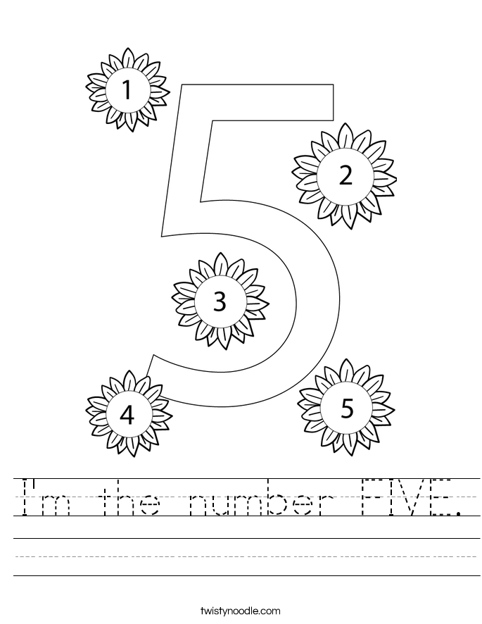 I'm the number FIVE. Worksheet