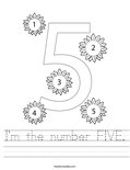 I'm the number FIVE. Worksheet