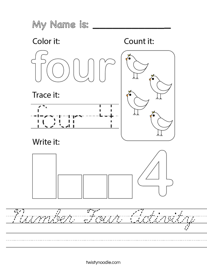 Number Four Activity Worksheet