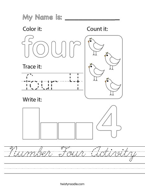 Number Four Activity Worksheet