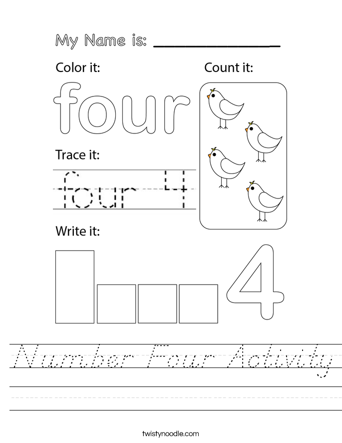 Number Four Activity Worksheet