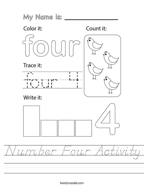 Number Four Activity Worksheet
