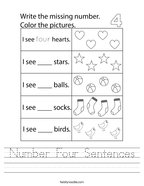 Number Four Sentences Handwriting Sheet