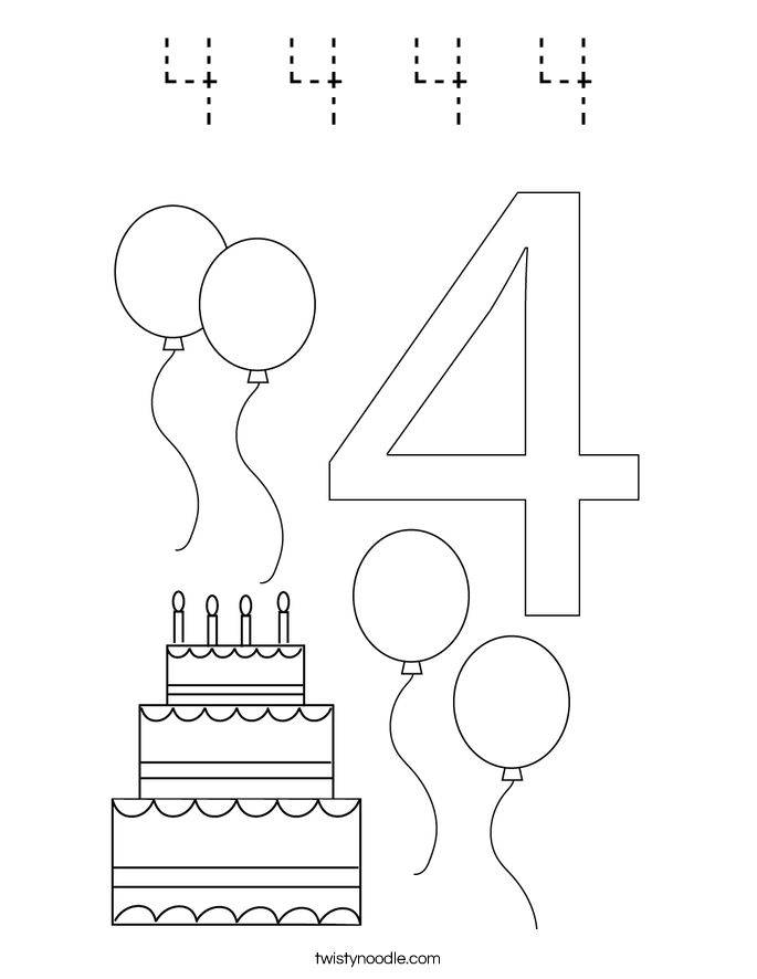 4 4 4 4 Coloring Page