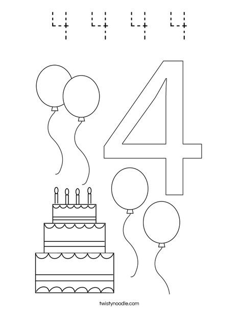 Number Four Coloring Page