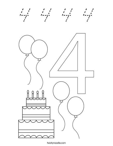 Number Four Coloring Page