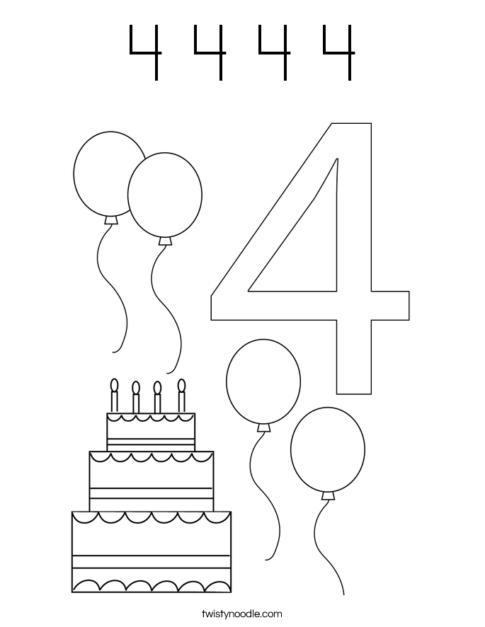 4 4 4 4 Coloring Page