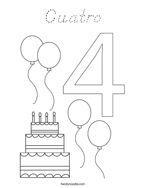 Number Four Coloring Page