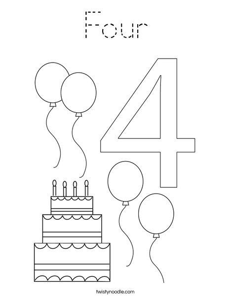 Number Four Coloring Page