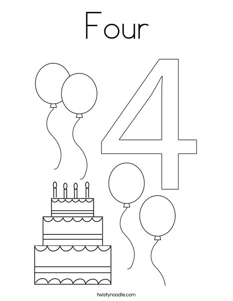 Number Four Coloring Page