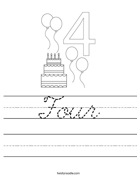 Number Four Worksheet