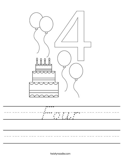 Number Four Worksheet