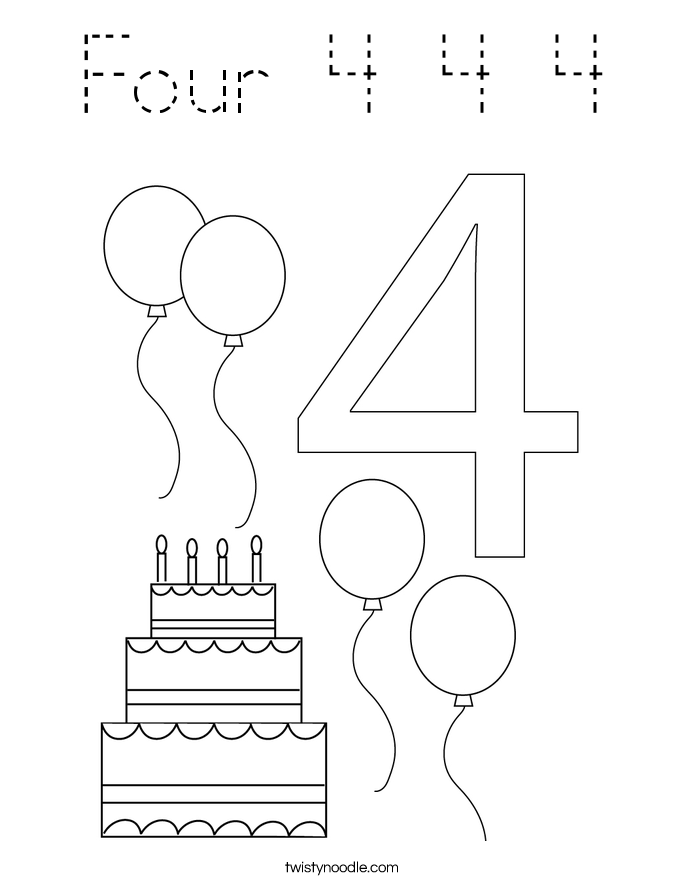 Four 4 4 4 Coloring Page