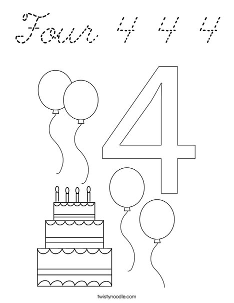 Number Four Coloring Page