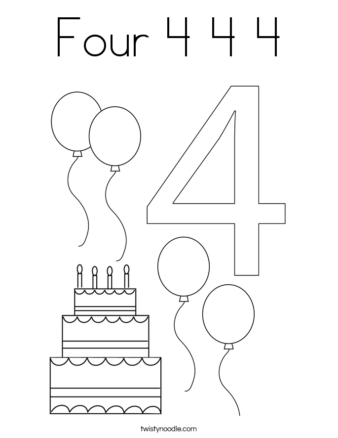 Four 4 4 4 Coloring Page