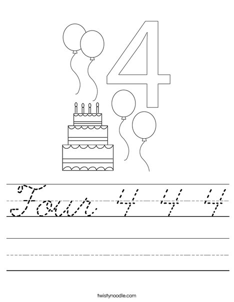 Number Four Worksheet