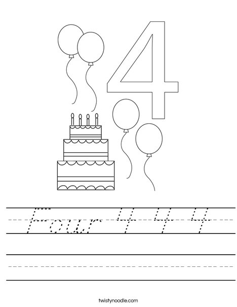 Number Four Worksheet