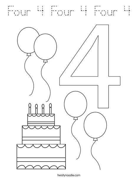 Number Four Coloring Page