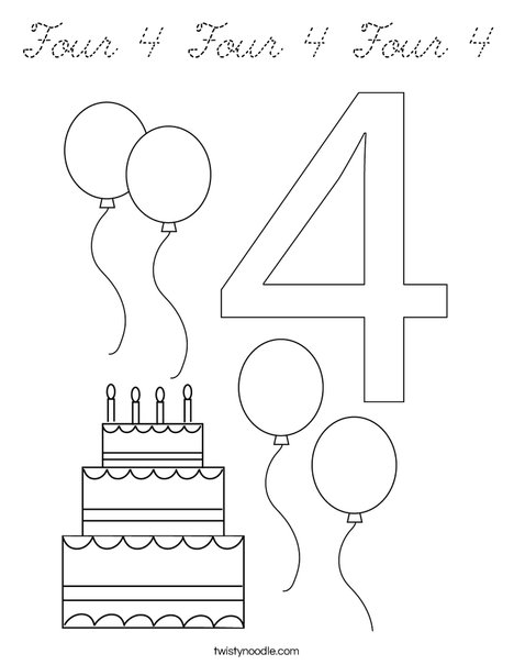 Number Four Coloring Page