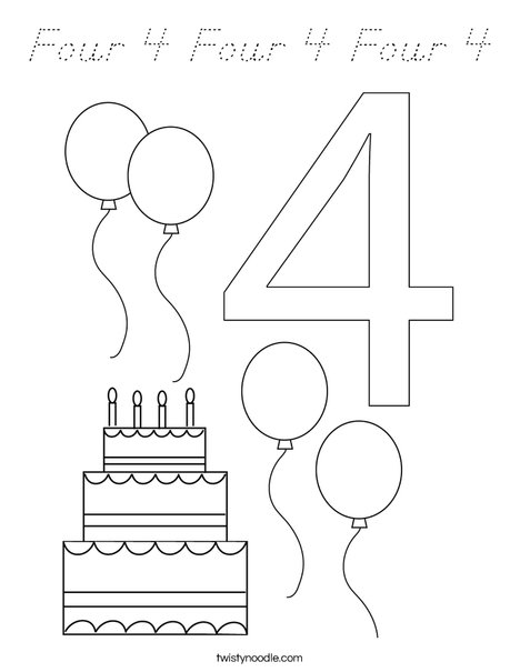 Number Four Coloring Page
