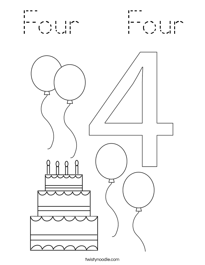 Four   Four Coloring Page