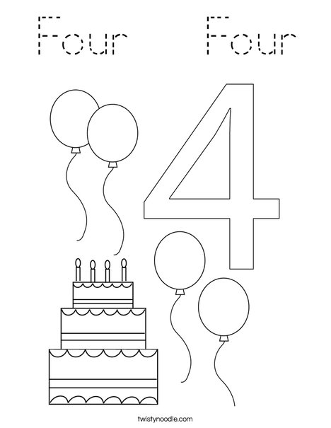 Number Four Coloring Page