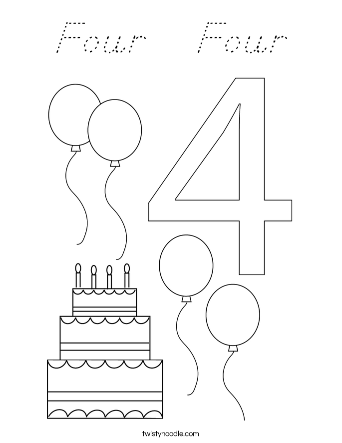 Four   Four Coloring Page