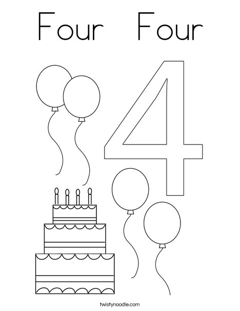 Number Four Coloring Page
