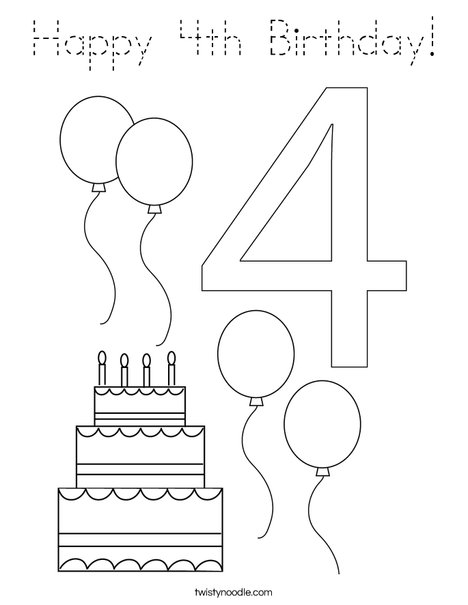 Number Four Coloring Page