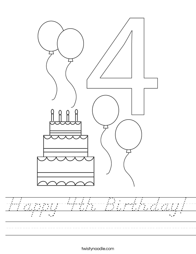 Happy 4th Birthday! Worksheet
