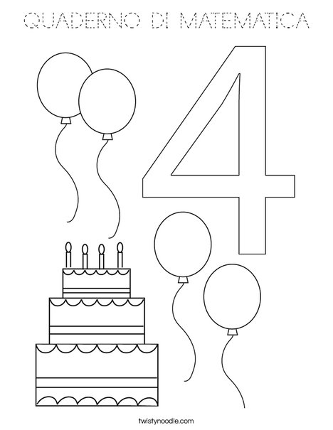 Number Four Coloring Page