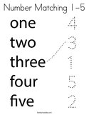 Number Matching 1-5 Coloring Page