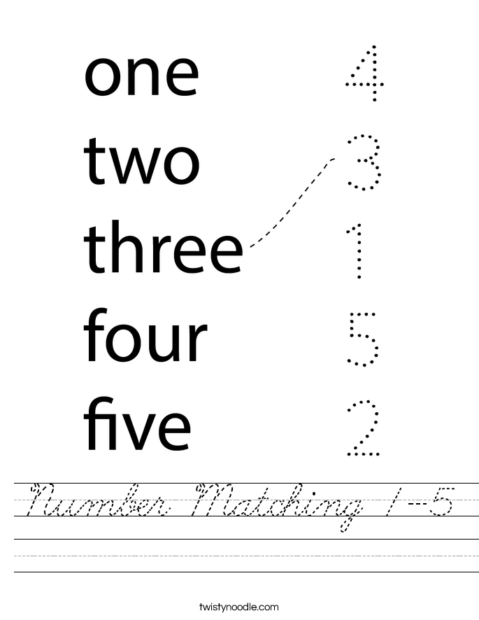 Number Matching 1-5 Worksheet