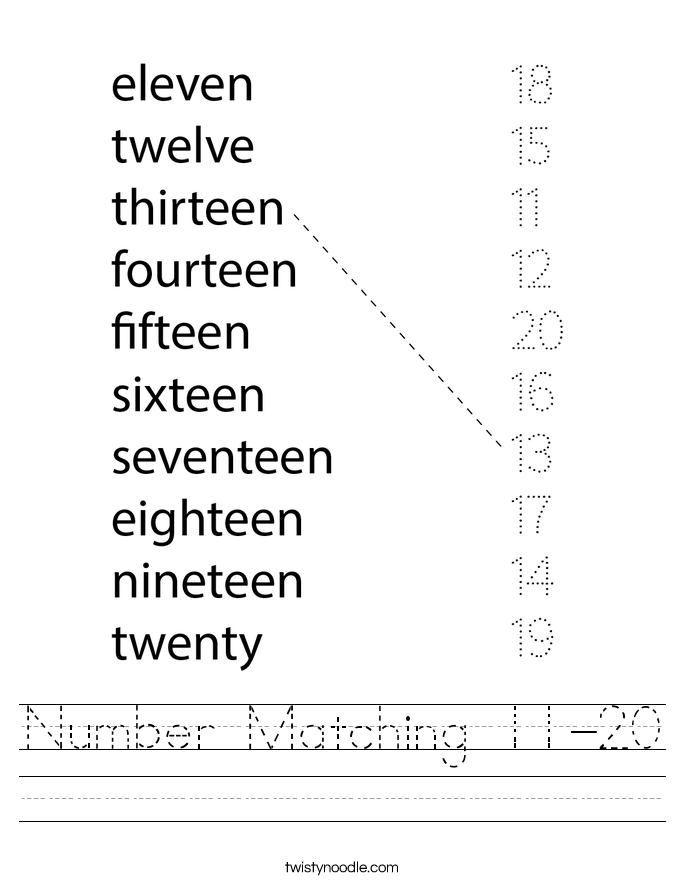 Numbers 11 20 English Esl Worksheets For Distance Learning And   Number Matching 11 20 2 Worksheet 