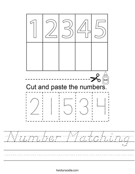 Number Matching Worksheet