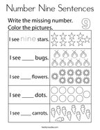 Number Nine Sentences Coloring Page
