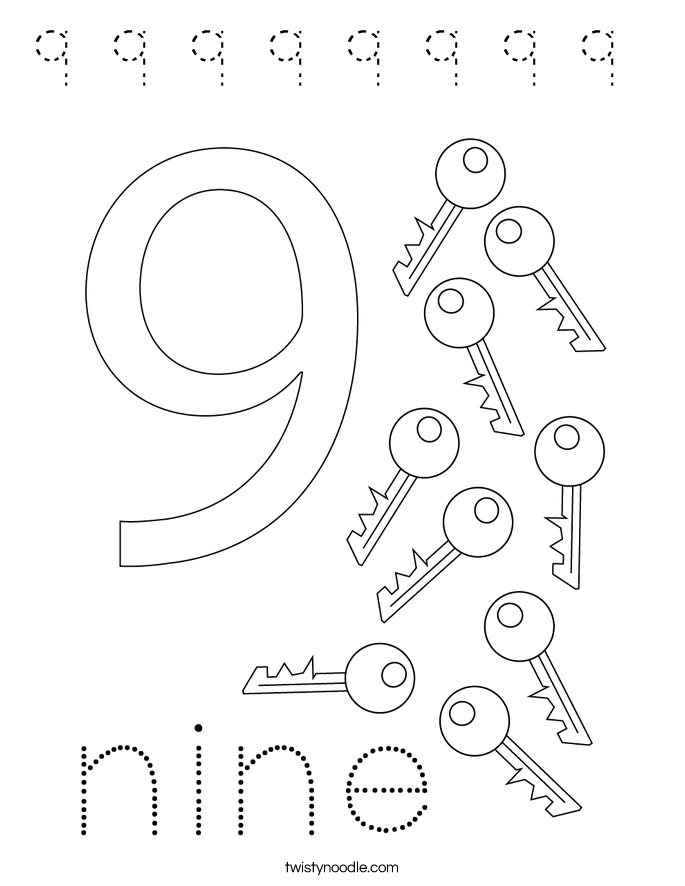 9 9 9 9 9 9 9 9  Coloring Page