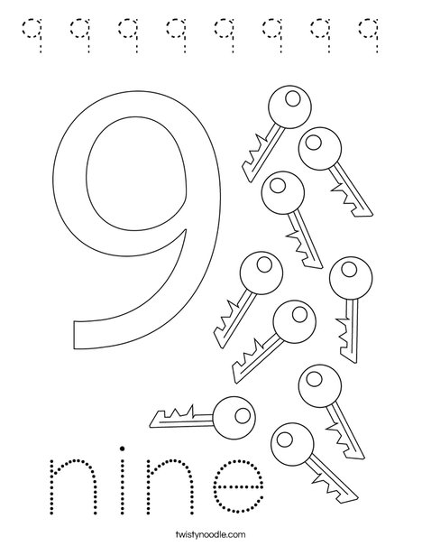 Number Nine Coloring Page