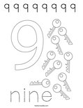 9 9 9 9 9 9 9 9  Coloring Page