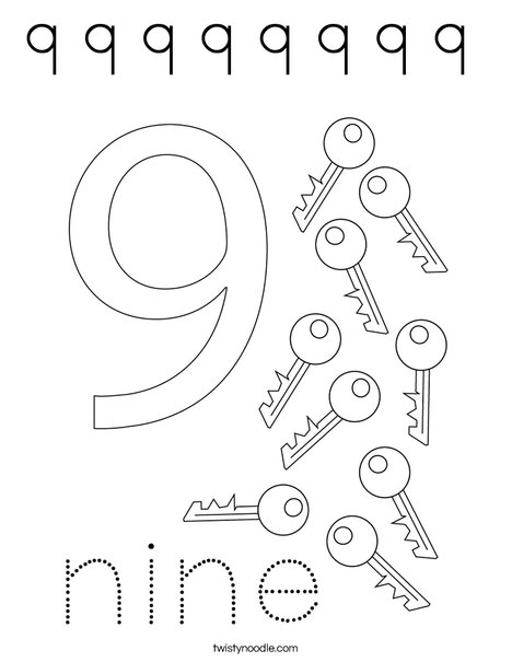 Number Nine Coloring Page