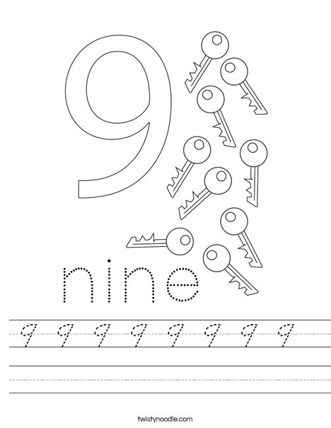 Number Nine Worksheet